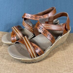 Skechers Cali Beverlee Vegan Leather Wedge Sandals Delicate Glow Size 7